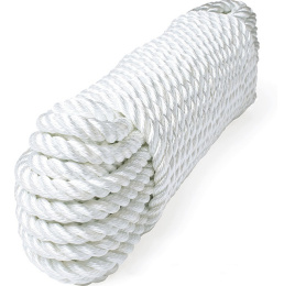 Трос швартовый 12мм*9м 3-прядный нагрузка 2900 кг белый Петроканат (115007P)